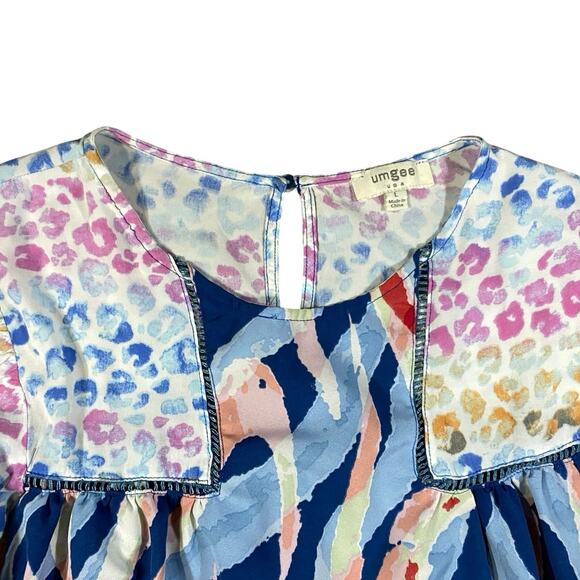 Umgee Floral Balloon Sleeve Blouse - L - Picture 2 of 3